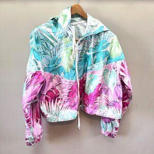 Nike Sportswear Women's Woven Floral Windrunner Crop‎ Hoodie Jacket- Size M